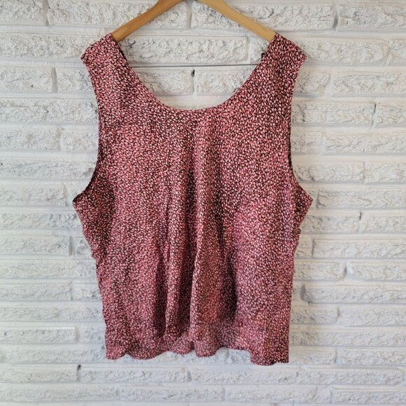 Avenue Womens Top 30 32 Plus Tank Pink Brown Geometric Silk Office GEO22XE - Picture 5 of 8